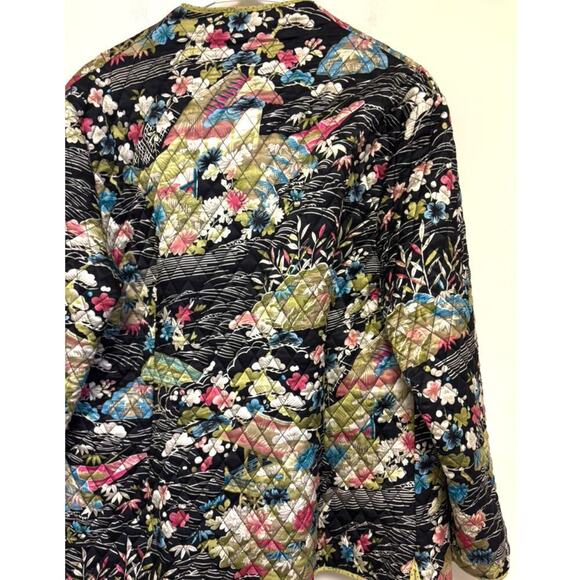 Anne Carson Quilted 100% Silk Floral Jacket Blazer - Picture 5 of 6